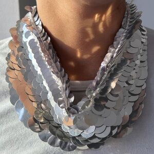Silver Mignonne Gavigan Cirie Scarf Collar Necklace NWT